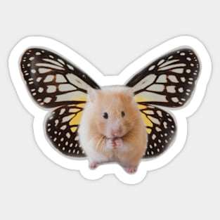 cute hamster with butterfly wings Sticker